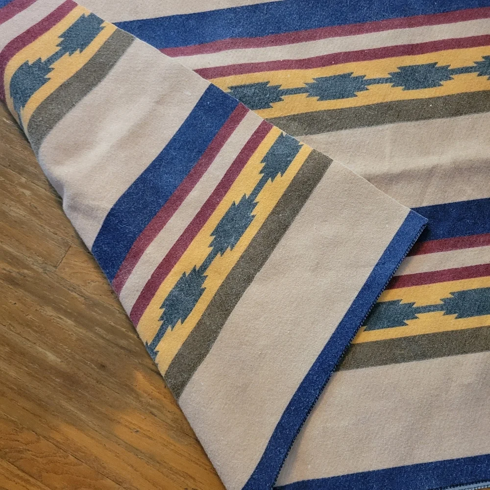 Vtg Owen Southwestern One-Sided King Blanket